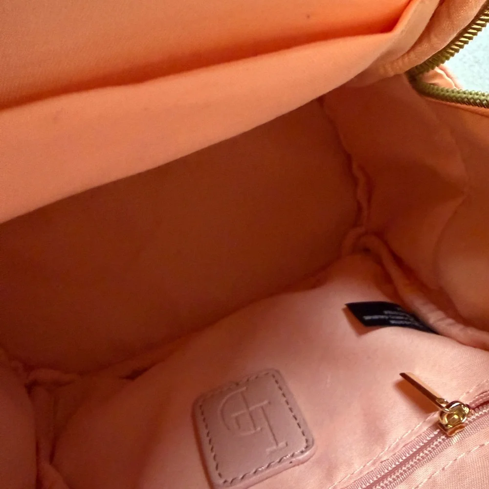 Moon and Stars Pink Celestial Print Backpack with Puff Ball Charm